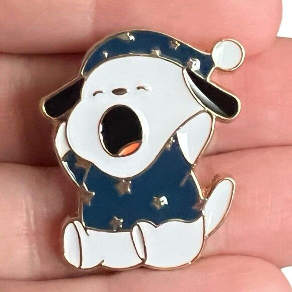 Kawaii Sleeping Pooch White Dog in Pajamas Enamel Pin - Picture 5 of 8